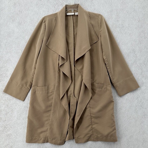 Chicos Open Front Cardigan Size SMALL Modal Blend Waterfall Beige Long Pockets‎ - Picture 1 of 8